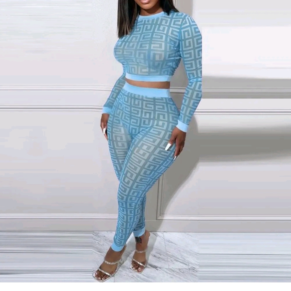 Blue Geometric Women's Jumpsuit